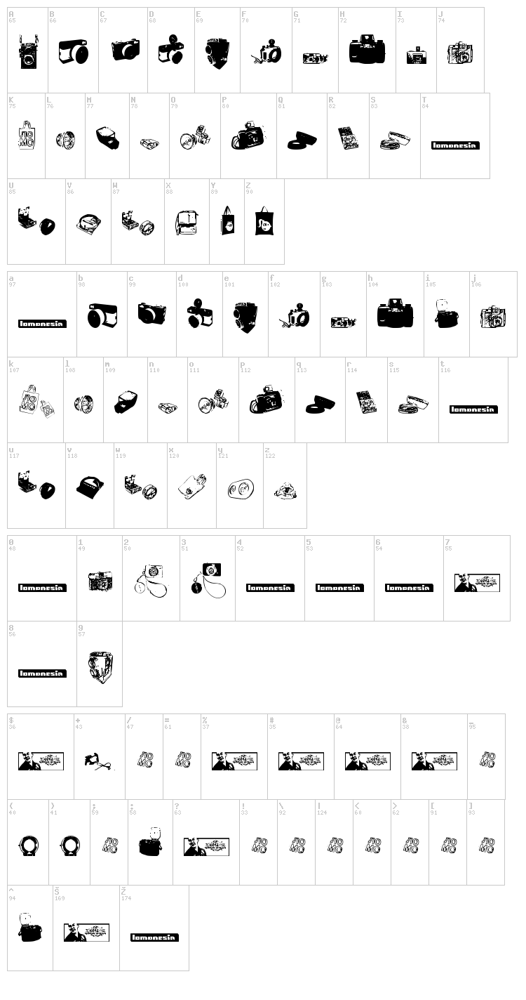Lomonesia Dingbats font map